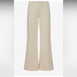 MOTHER denim patch pocket roller skimp wide leg jean in chalk ivory